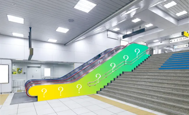 静岡駅在来線改札ESC壁面広告の写真