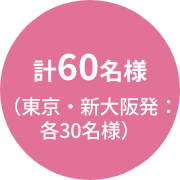 計60名様 （東京・新大阪発：各30名様）