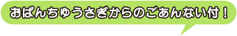 おぱんちゅうさぎからのごあんない付！