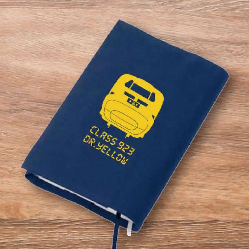 【画像】新幹線スタンプ賞 景品：ドクターイエローデザインブックカバー