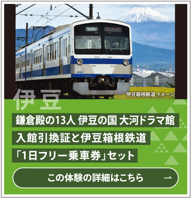 【北条義時ゆかりの地へ！】鎌倉殿の13人 伊豆の国 大河ドラマ館入館引換証と伊豆箱根鉄道「1日フリー乗車券」セット